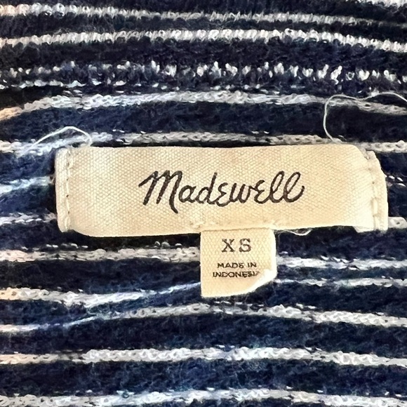 MADEWELL STRIPED CROP TOP SZ XS OVERSIZED BLUE WHITE STRIPE NAUTICAL NORMCORE - Picture 3 of 6